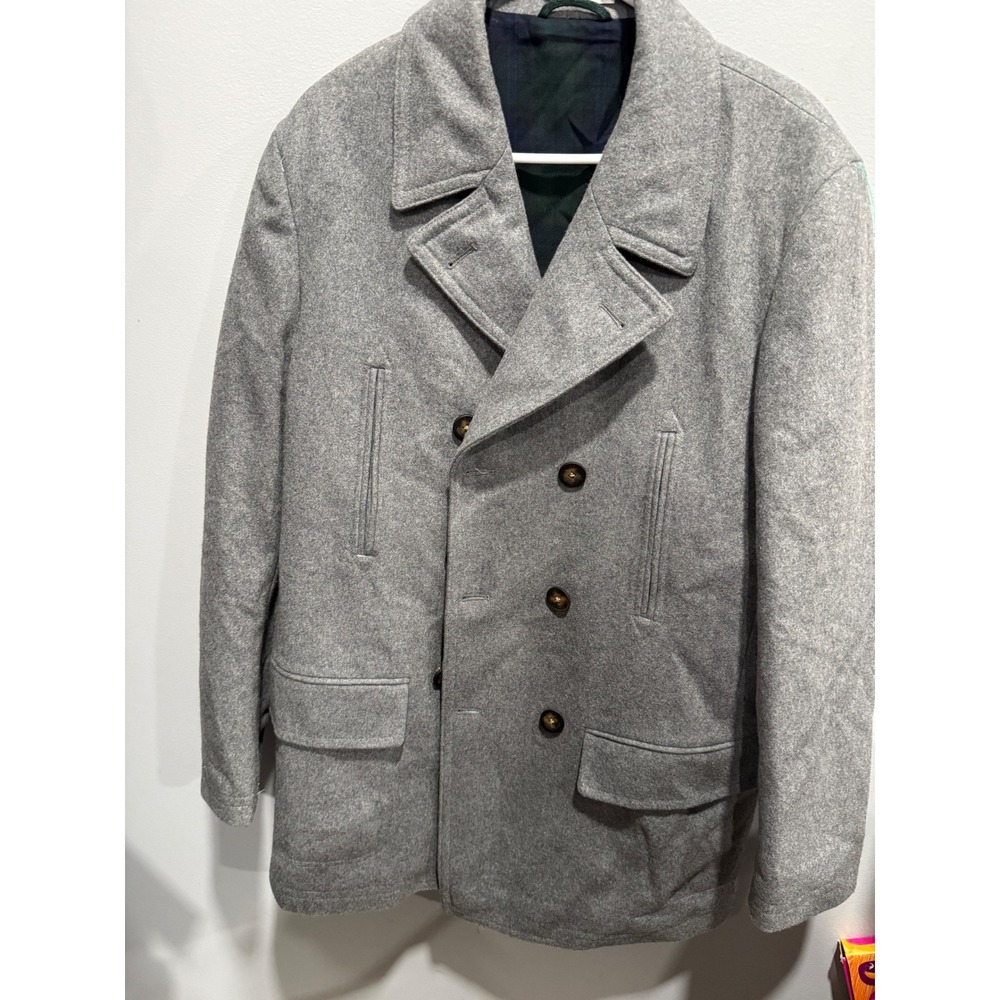 Lauren Ralph Lauren Mens Grey Wool Blend Double Breasted Pea Coat Jacket
